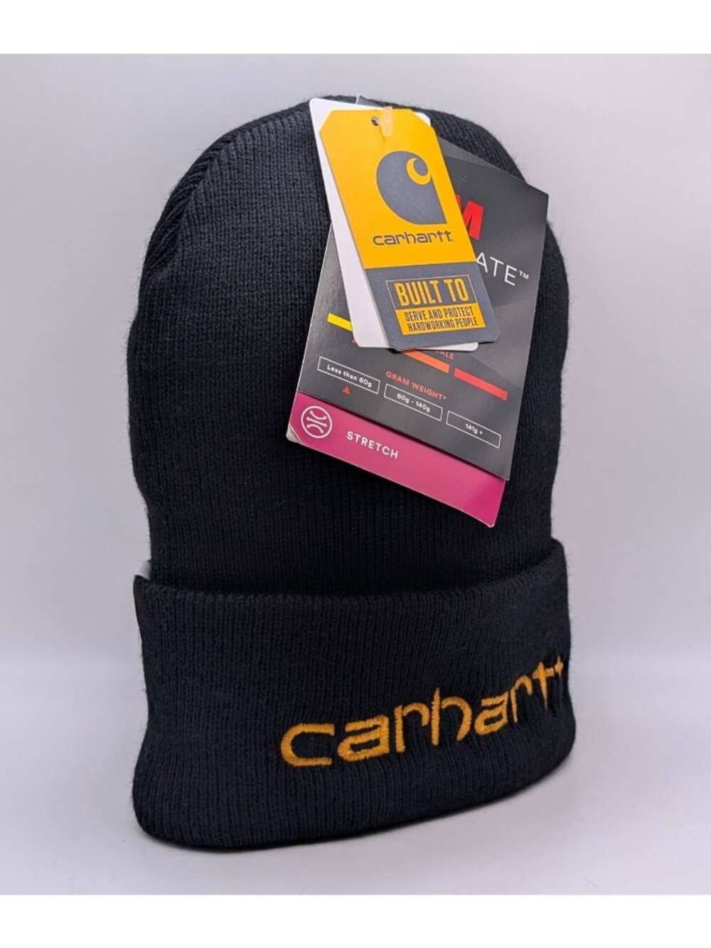 CARHARTT Knit Hat Cuffed Ski Beanie BLACK Insulated NEW NWT Unisex Stretch Cap